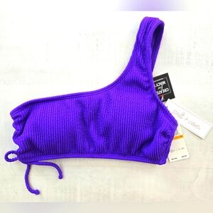 Salt + Cove Purple One-Shoulder Bikini Top, Ribbed Knit, NWT, Sz Small